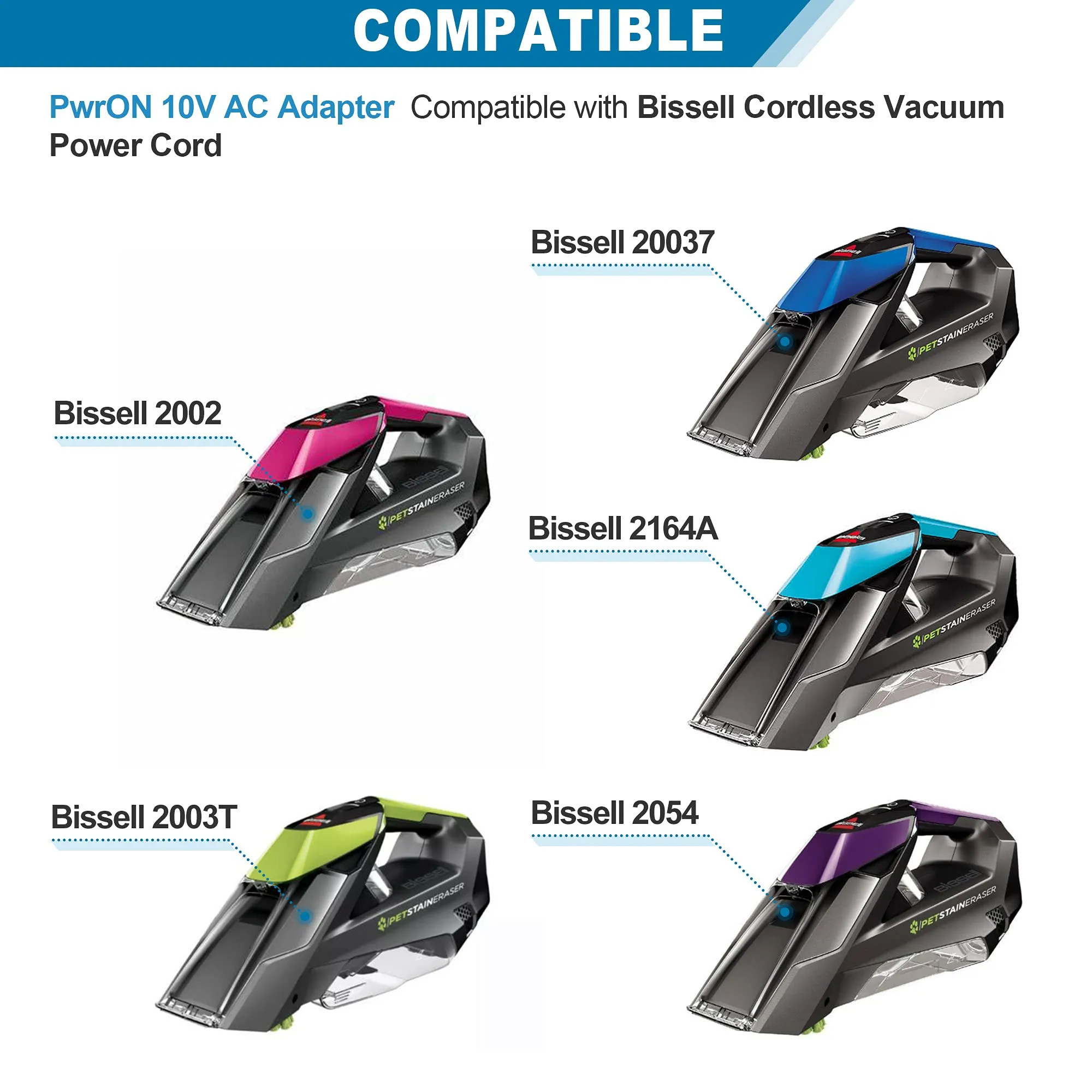 PwrON 10V Power Cord for Bissell Pet Stain Eraser - Safe, Long, & Compatible Charger for 2054, 2002, 2003 - Image 3