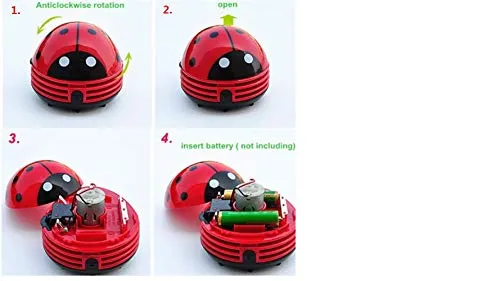 Red Beetle Shaped Portable Desk Vacuum Cleaner - Mini Cute Dust Sweeper for Home & Car - Image 5