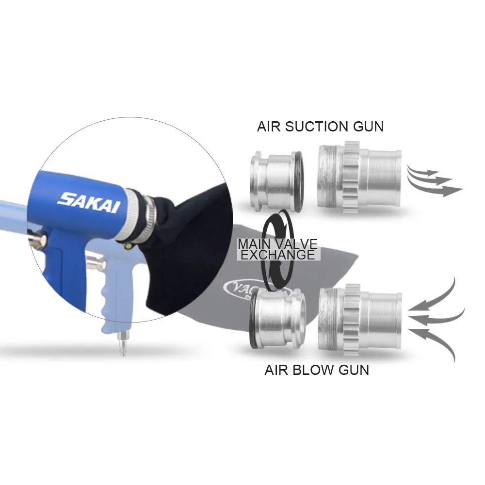 SAKAI 2-in-1 Air Powered Vacuum Kit - Blow Gun & Suction Vacuum with 6 Attachments, Lightweight - Image 3