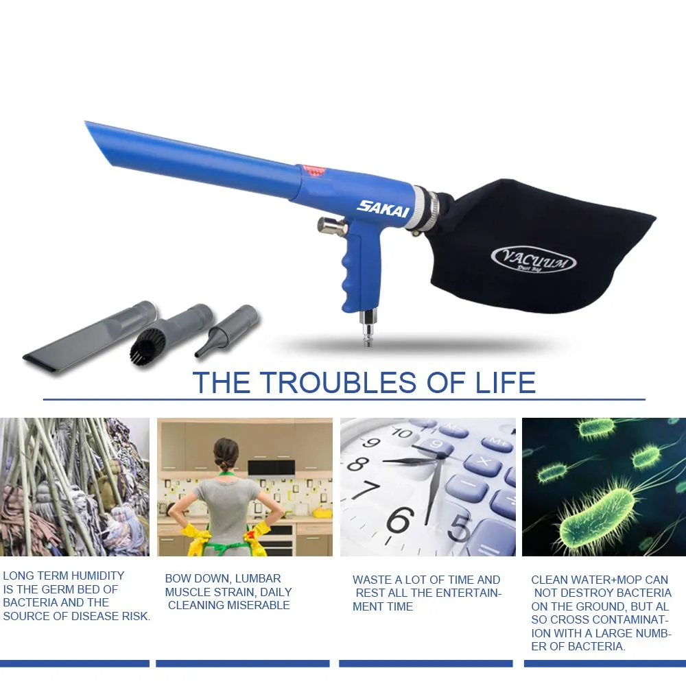 SAKAI 2-in-1 Air Powered Vacuum Kit - Blow Gun & Suction Vacuum with 6 Attachments, Lightweight - Image 5