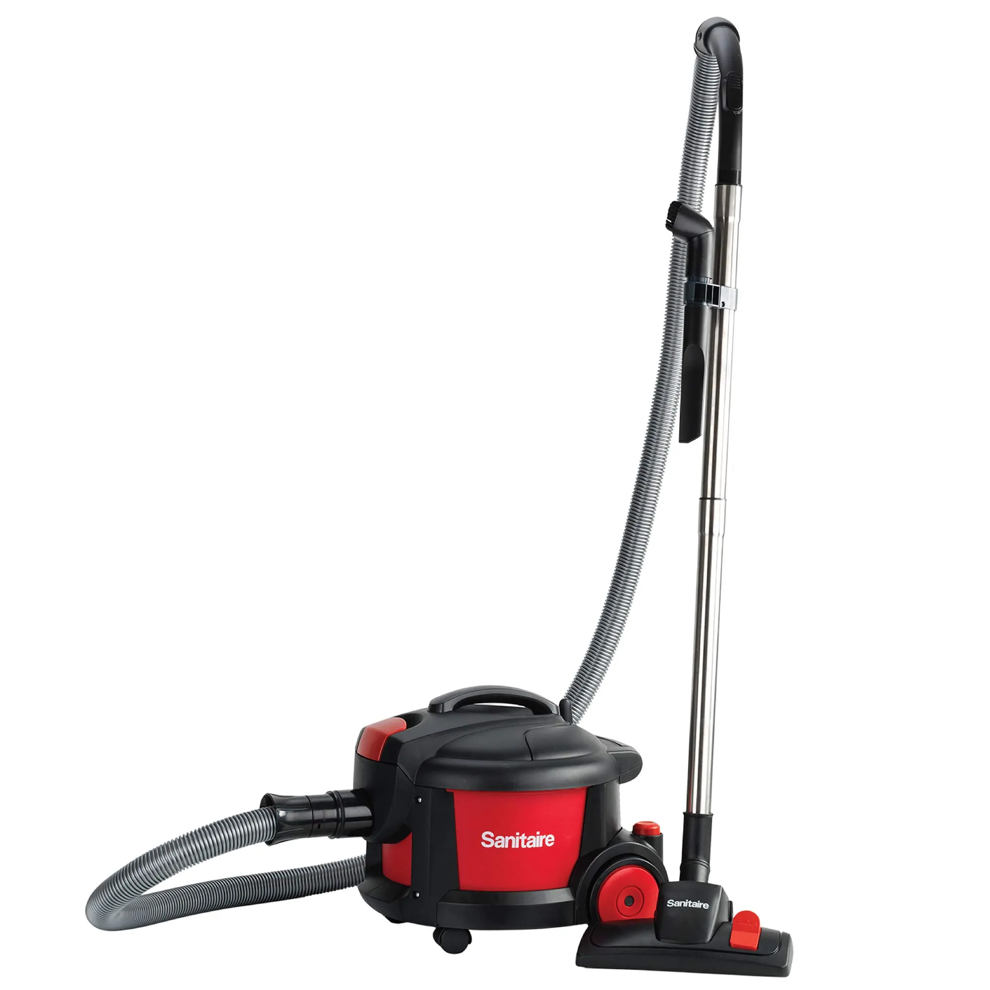 Sanitaire SC3700A Quiet Clean Canister Vacuum - Red/Black, 9.0 Amp, 11' Path, Versatile Tools