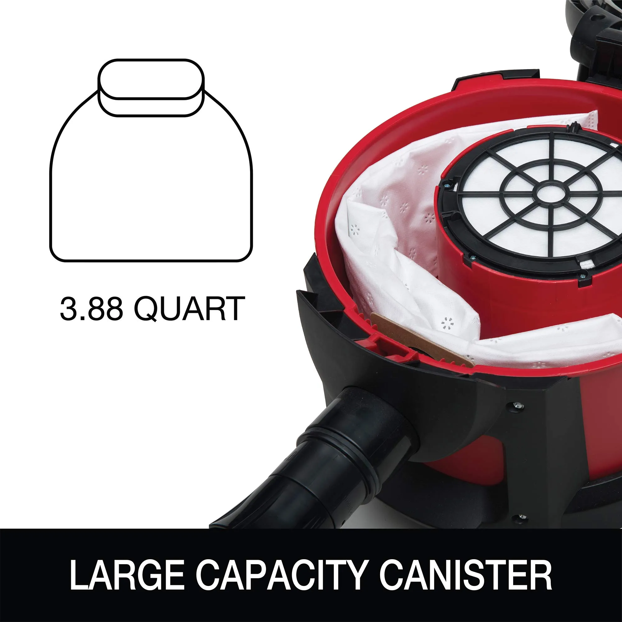Sanitaire SC3700A Quiet Clean Canister Vacuum - Red/Black, 9.0 Amp, 11' Path, Versatile Tools - Image 5