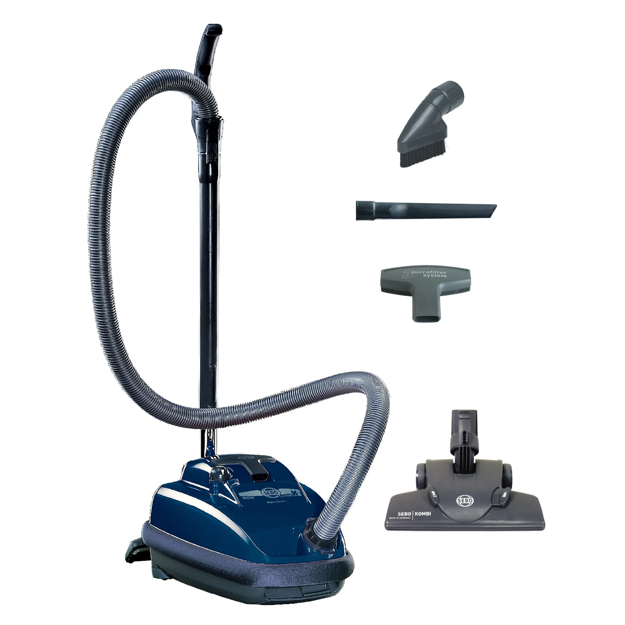 Sebo Vacuums 9679AM Airbelt K2 Kombi Canister Vacuum, Dark Blue - Powerful Cleaning with Tools