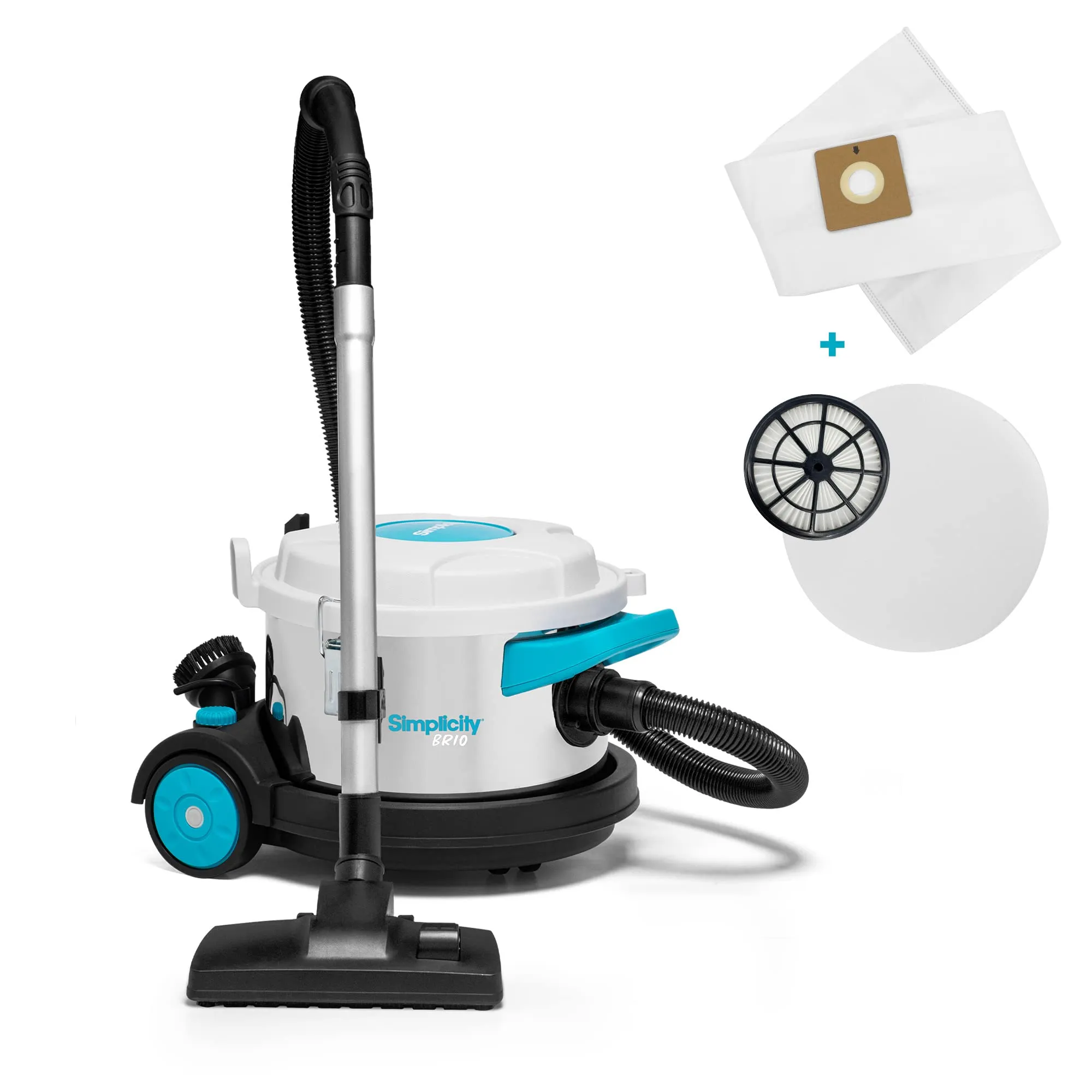 Simplicity Vacuums Brio Bagged Canister Vacuum Bundle with HEPA Filter Set for Floors & Rugs