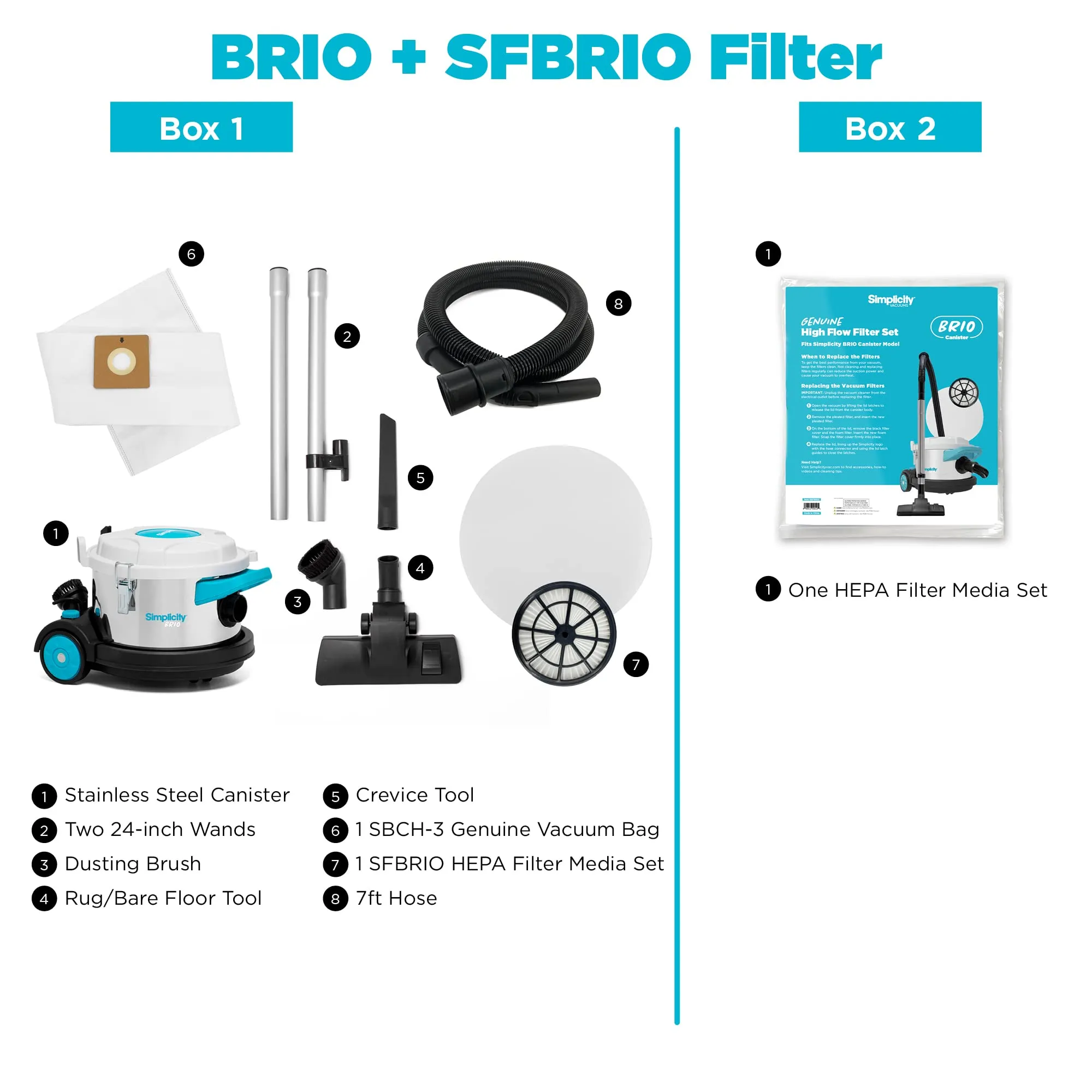 Simplicity Vacuums Brio Canister Vacuum Bundle with Extra HEPA Filter, Ideal for Hardwood & Rugs - Image 2