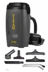 Titan Commercial T750 6Qt Backpack Vacuum Sweeper with 50' Cord, Extra Padded Harness, Miele