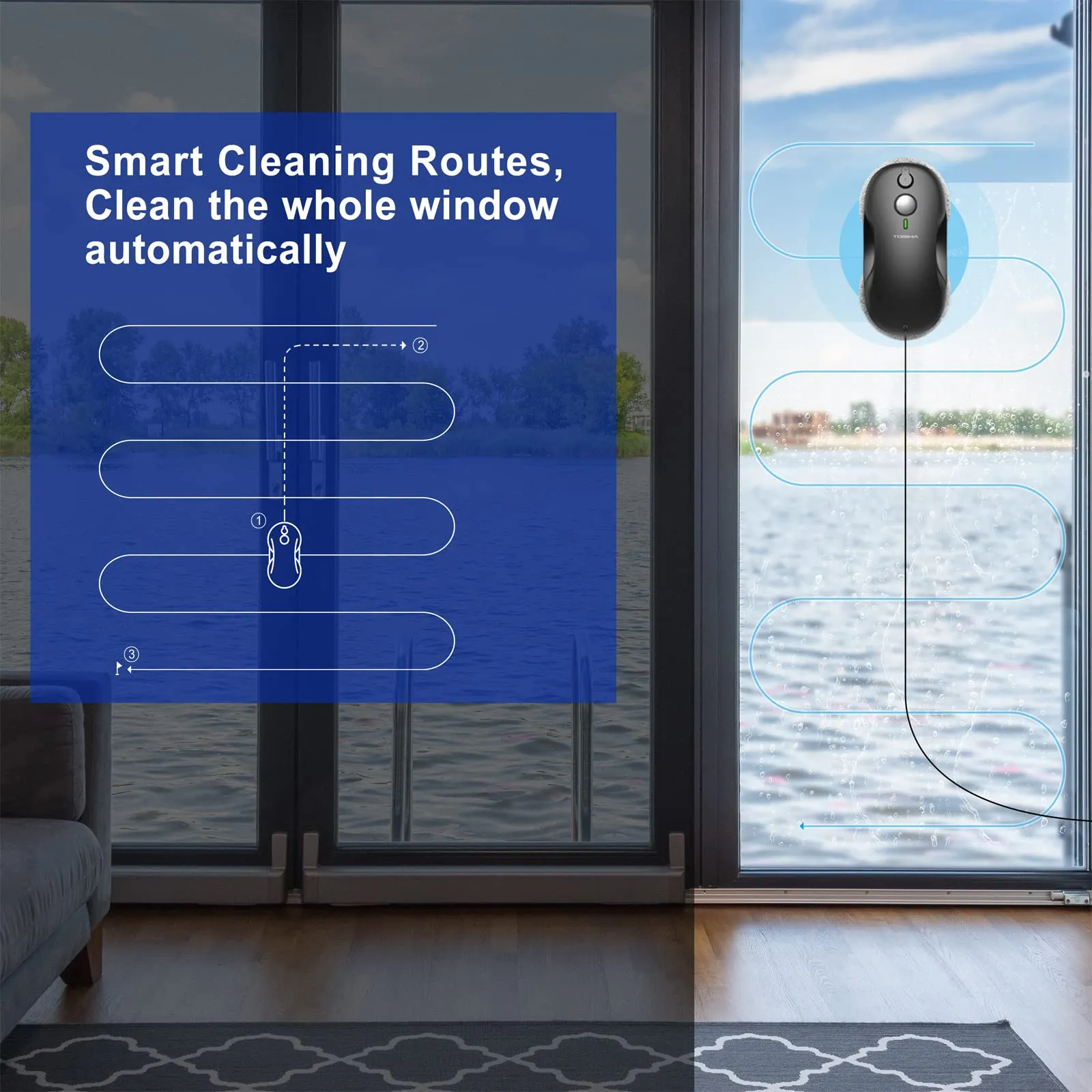 Tosima W3 Window Cleaning Robot - Smart Auto-Spray Cleaner With Triple ...