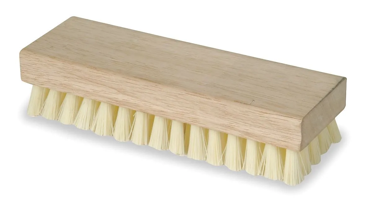 Tough Guy 1' L Trim Scrub Brush - Stiff Bristles, Wood Handle, 8' Length, Taupe Bristle Color