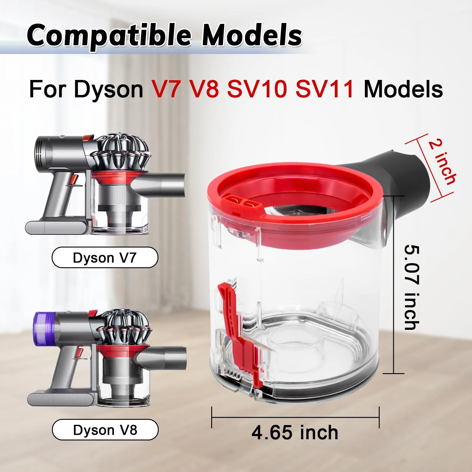 Upgraded Dust Bin for Dyson V7 V8 SV10 SV11, High-Quality Canister Replacement Parts - Image 2