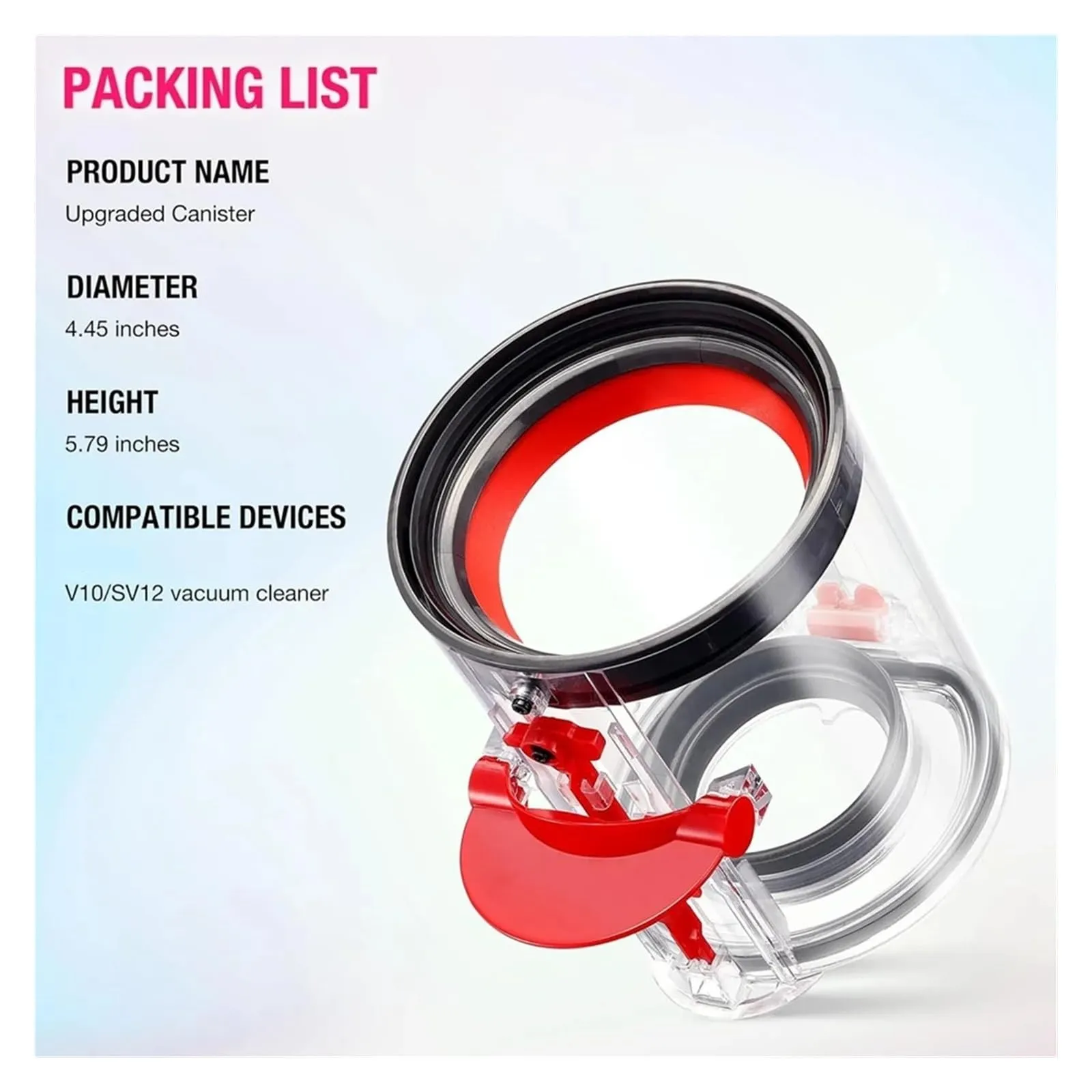 Upgraded Dust Bin Replacement for Dyson V10 SV12 Vacuum Cleaner - Part No. 969509-02 - Image 2