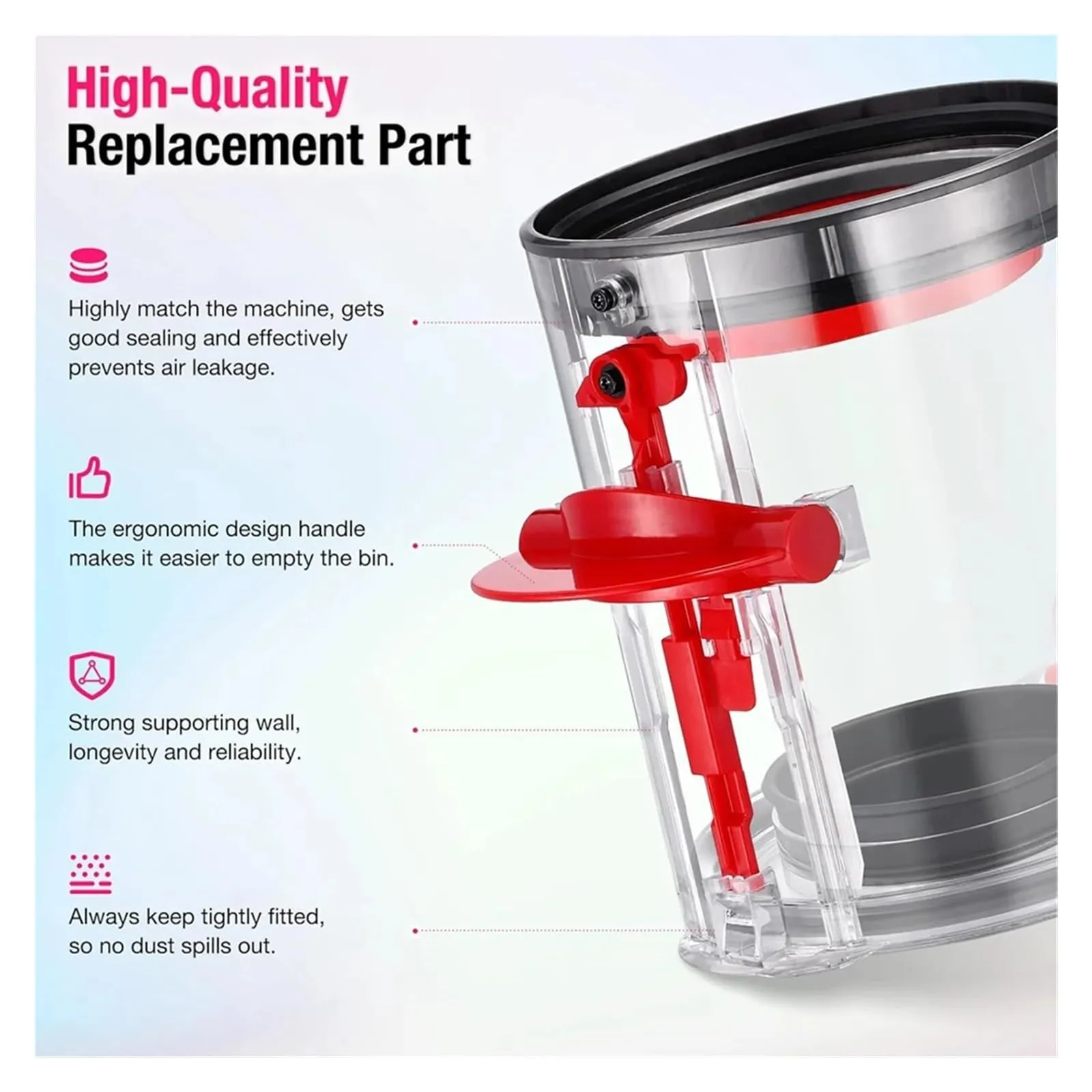 Upgraded Dust Bin Replacement for Dyson V10 SV12 Vacuum Cleaner - Part No. 969509-02 - Image 4