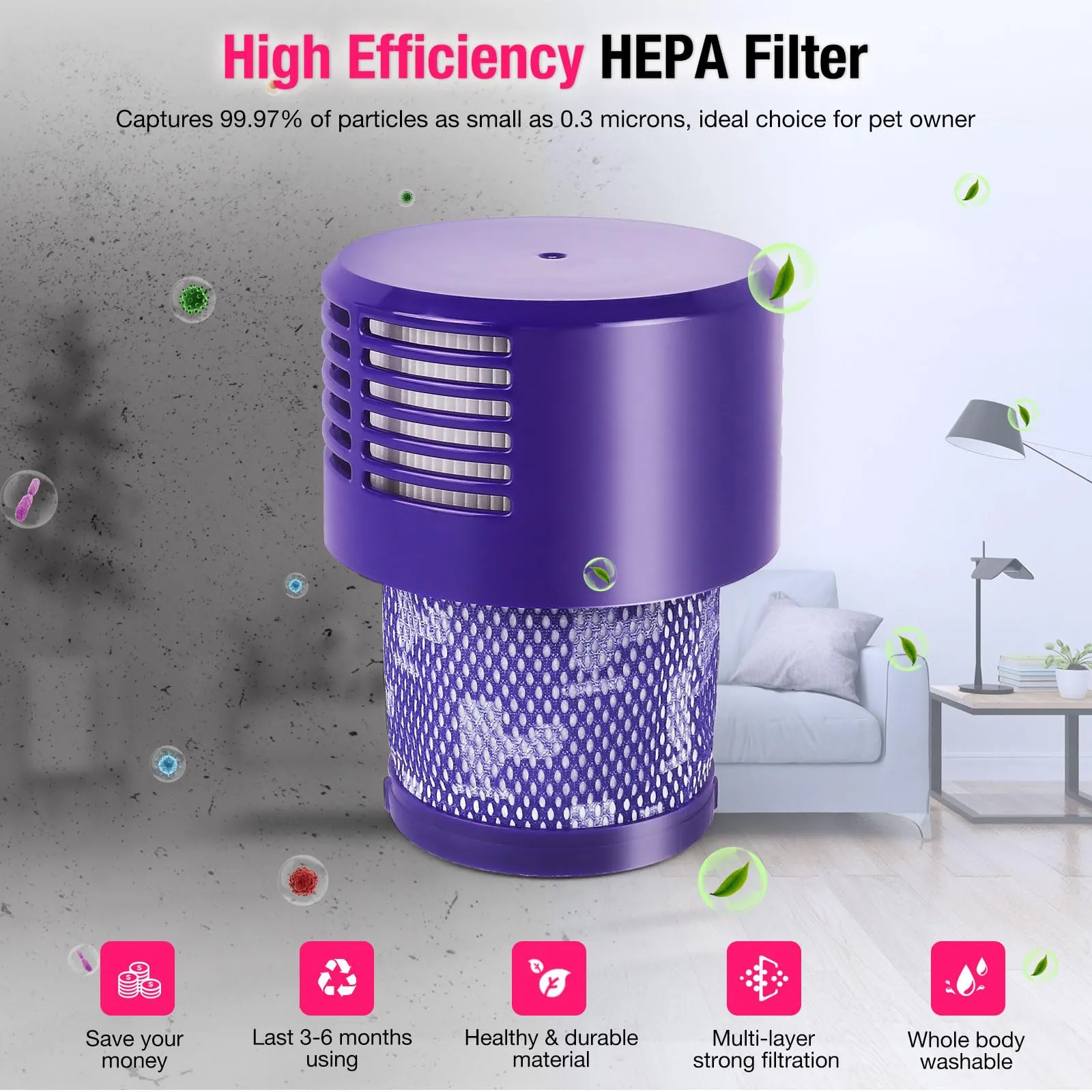 Upgraded Dust Bin Replacement for Dyson V10 Vacuum Cleaner - Compatible Canister Bin, Kuflant - Image 5