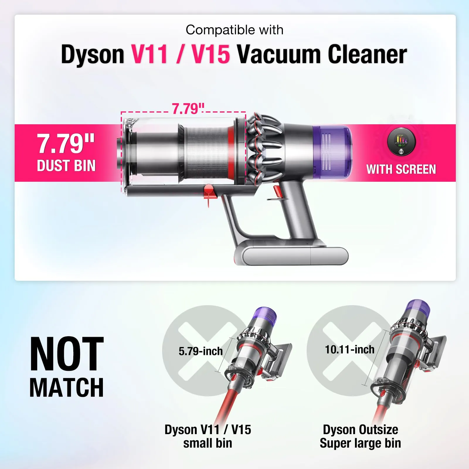 Upgraded Dust Bin Replacement for Dyson V11 V15 SV14 SV15 SV22 Vacuum Cleaner - Short Bin - Image 2