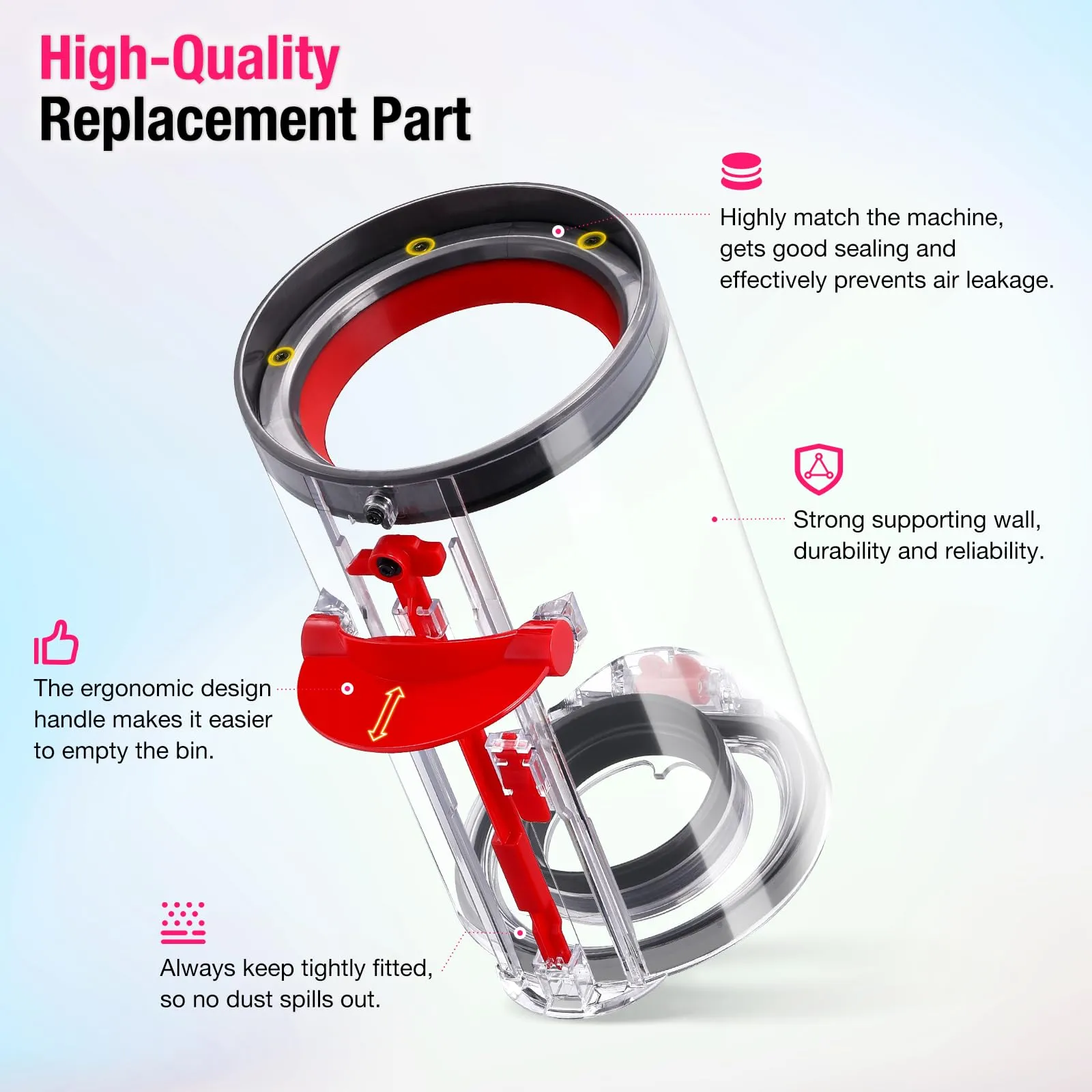 Upgraded Dust Bin Replacement for Dyson V11 V15 SV14 SV15 SV22 Vacuum Cleaner - Short Bin - Image 6