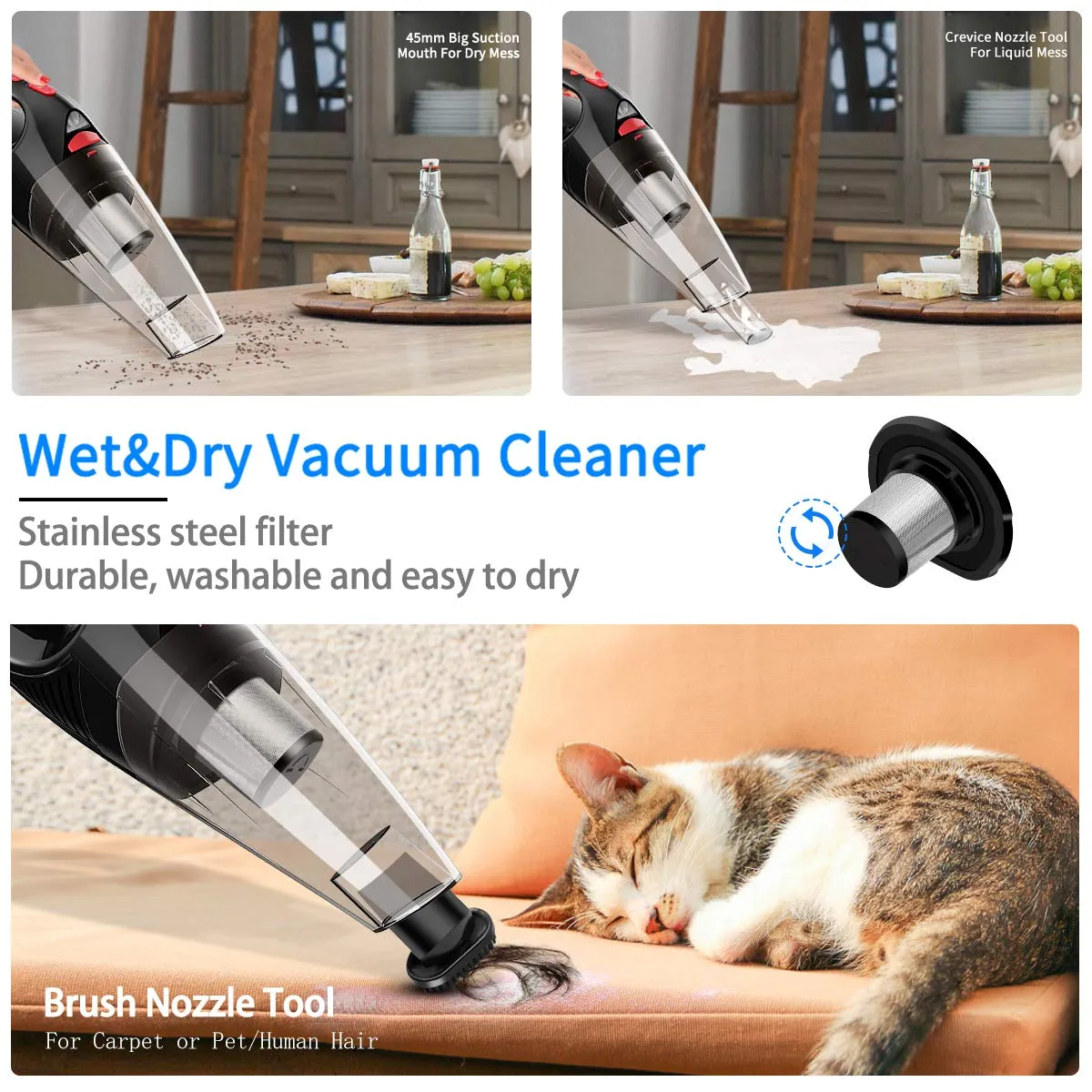 Uplift Handheld Vacuum Cleaner - Cordless 120W, 6.5kpa Suction, HEPA Filter, Rechargeable, Black 2 Uplift Handheld Vacuum Cleaner - Cordless 120W, 6.5kpa Suction, HEPA Filter, Rechargeable, Black - Image 2