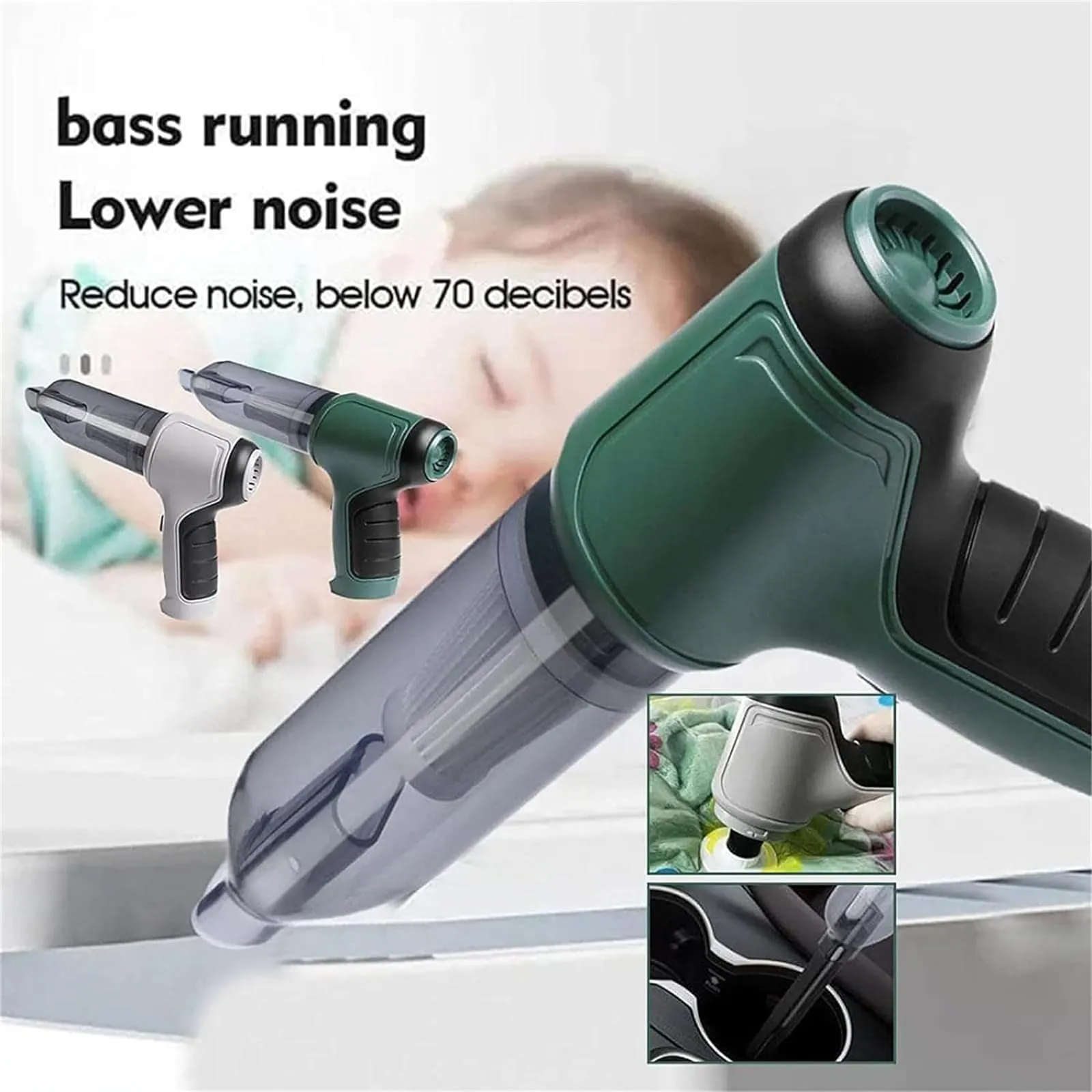 Vortix Electric Air Duster & Vacuum - 12000PA High Power Handheld Cleaner in Green for Versatile Cleaning - Image 4