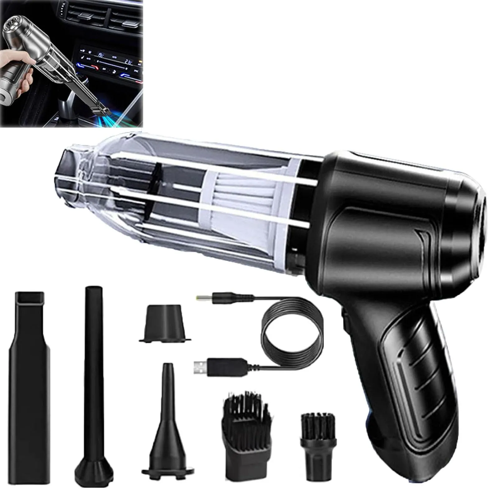 Vortix Electric Air Duster & Vacuum - Cordless Handheld Vacuum Cleaner, 9000PA Suction Power, Black
