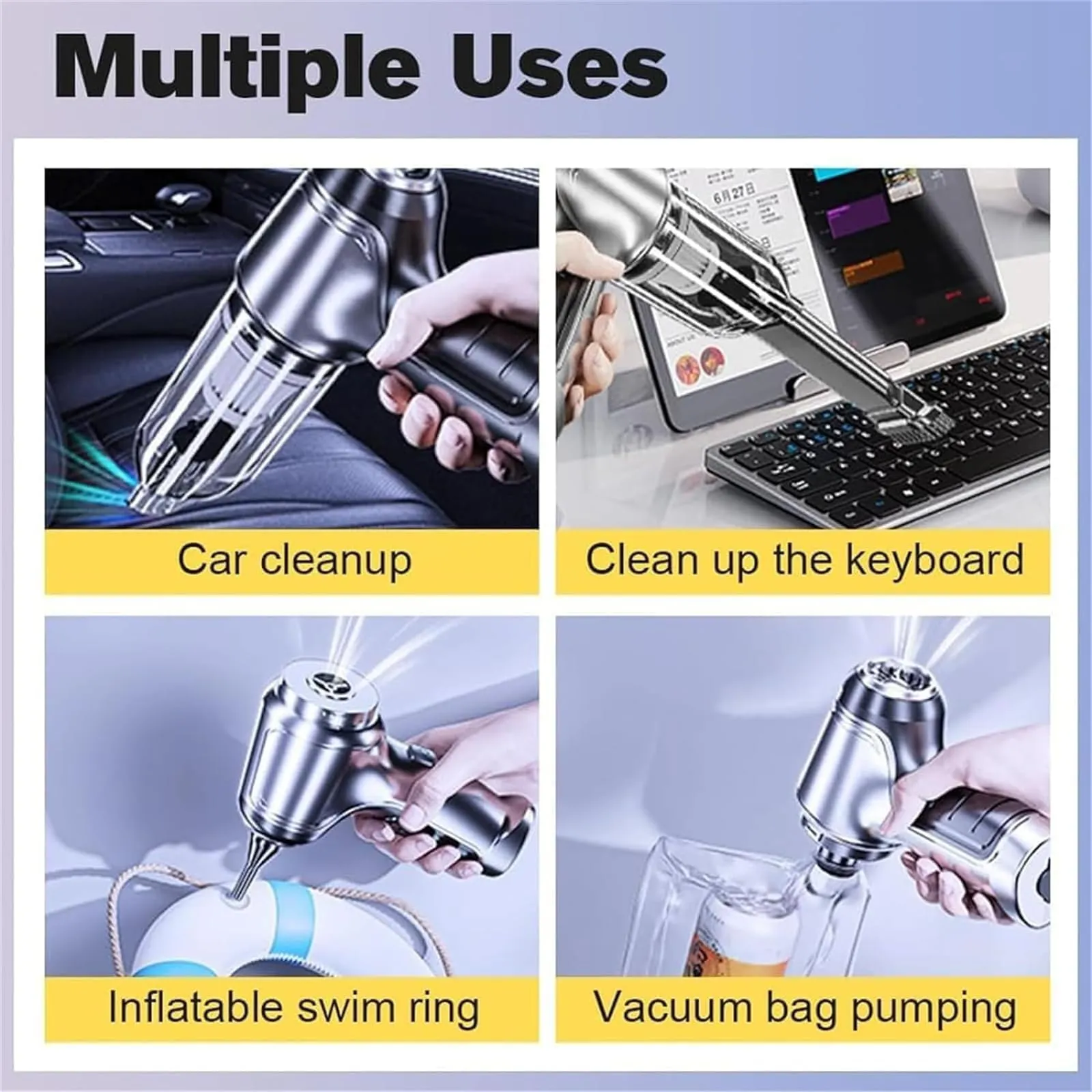 Vortix Electric Air Duster & Vacuum - Cordless Handheld Vacuum Cleaner, 9000PA Suction Power, Black - Image 4