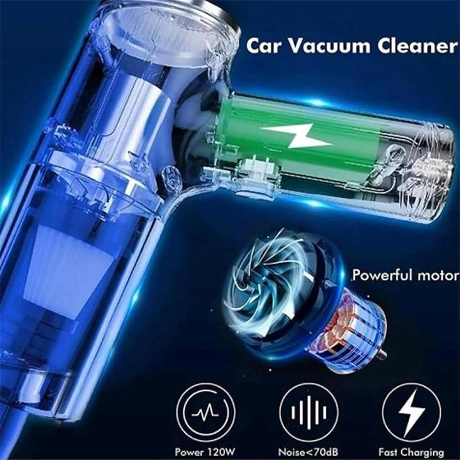 Vortix Electric Air Duster & Vacuum - Cordless Handheld Vacuum Cleaner, 9000PA Suction Power, Black - Image 6