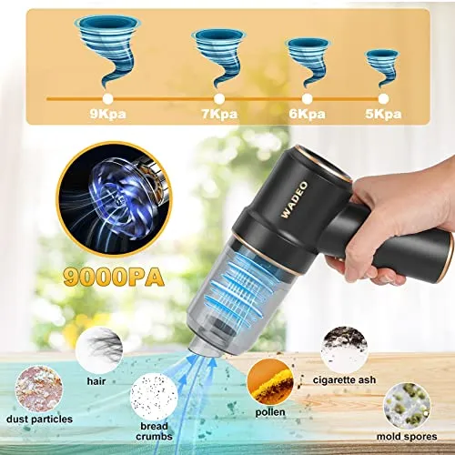 WADEO Handheld Vacuum Cordless 9000Pa, Lightweight Mini Vacuum with LED Light for Home & Car - Image 2