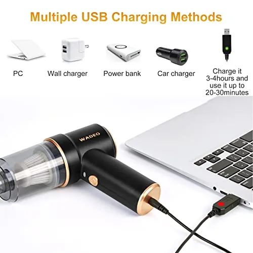 WADEO Handheld Vacuum Cordless 9000Pa, Lightweight Mini Vacuum with LED Light for Home & Car - Image 4