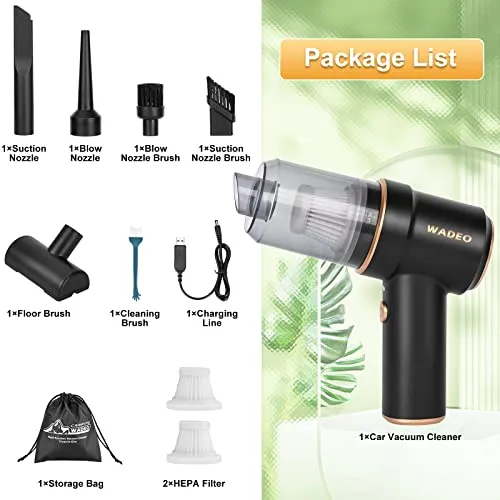 WADEO Handheld Vacuum Cordless 9000Pa, Lightweight Mini Vacuum with LED Light for Home & Car - Image 5