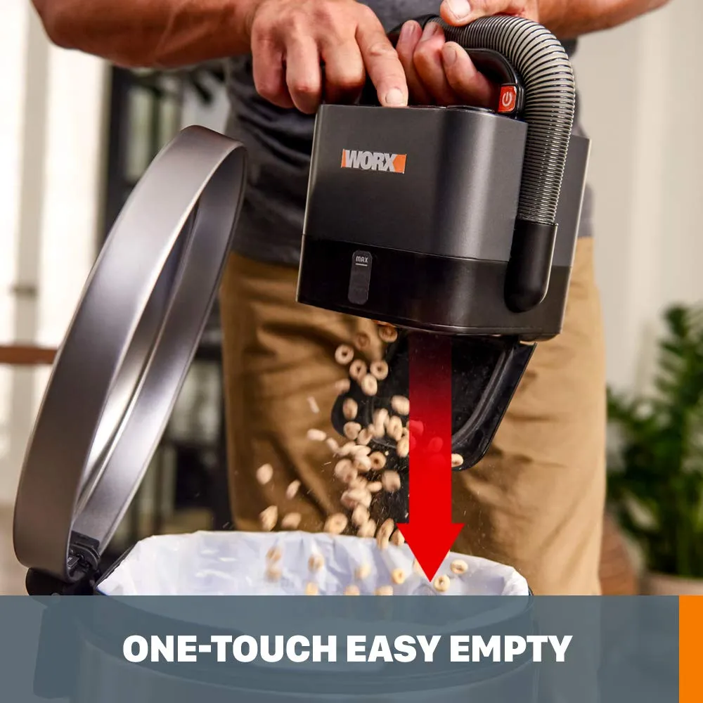 WORX WX030L.9 20V Cordless Cube Vac - Lightweight, Powerful Suction, Easy Empty, Black - Image 5