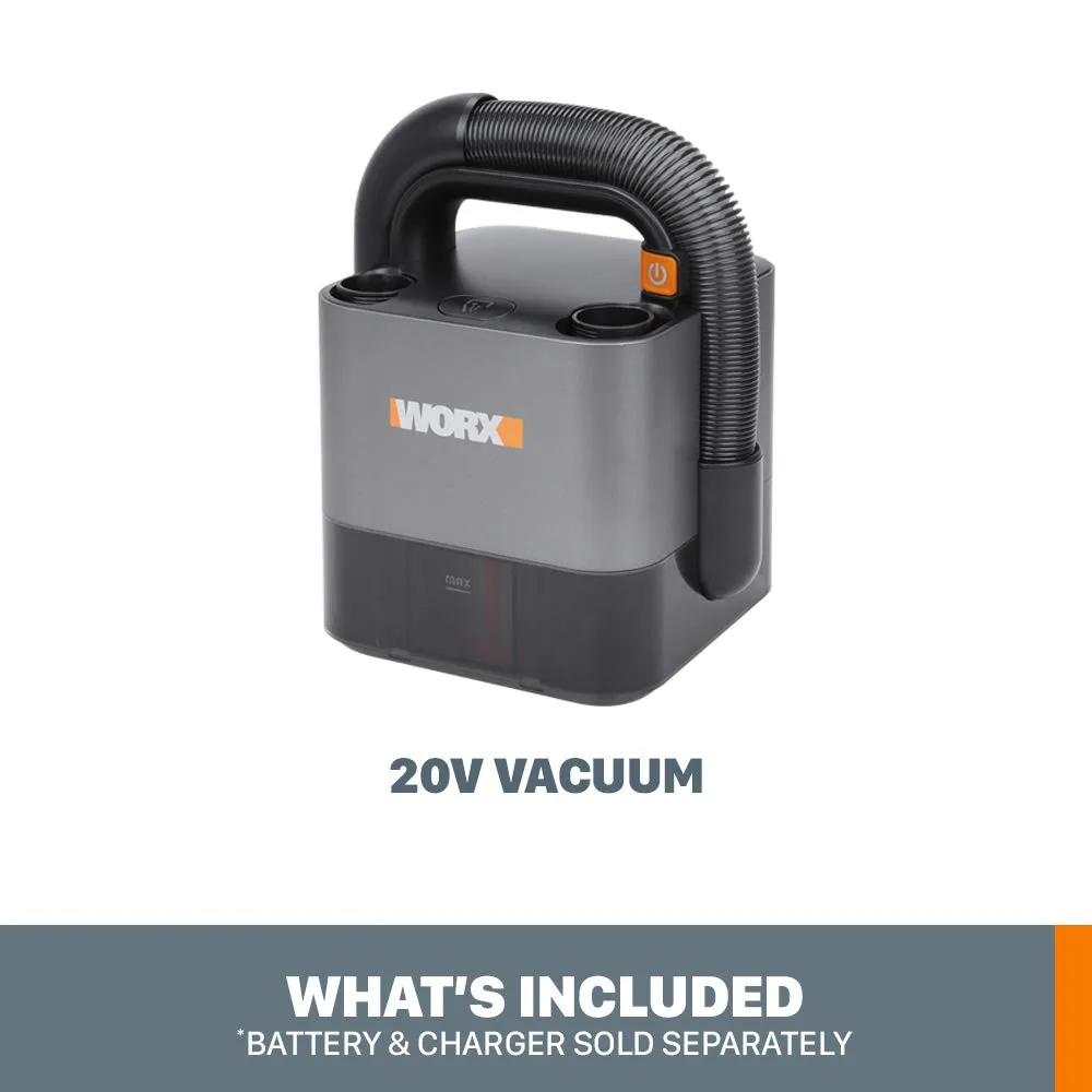 WORX WX030L.9 20V Cordless Cube Vac - Lightweight, Powerful Suction, Easy Empty, Black - Image 6