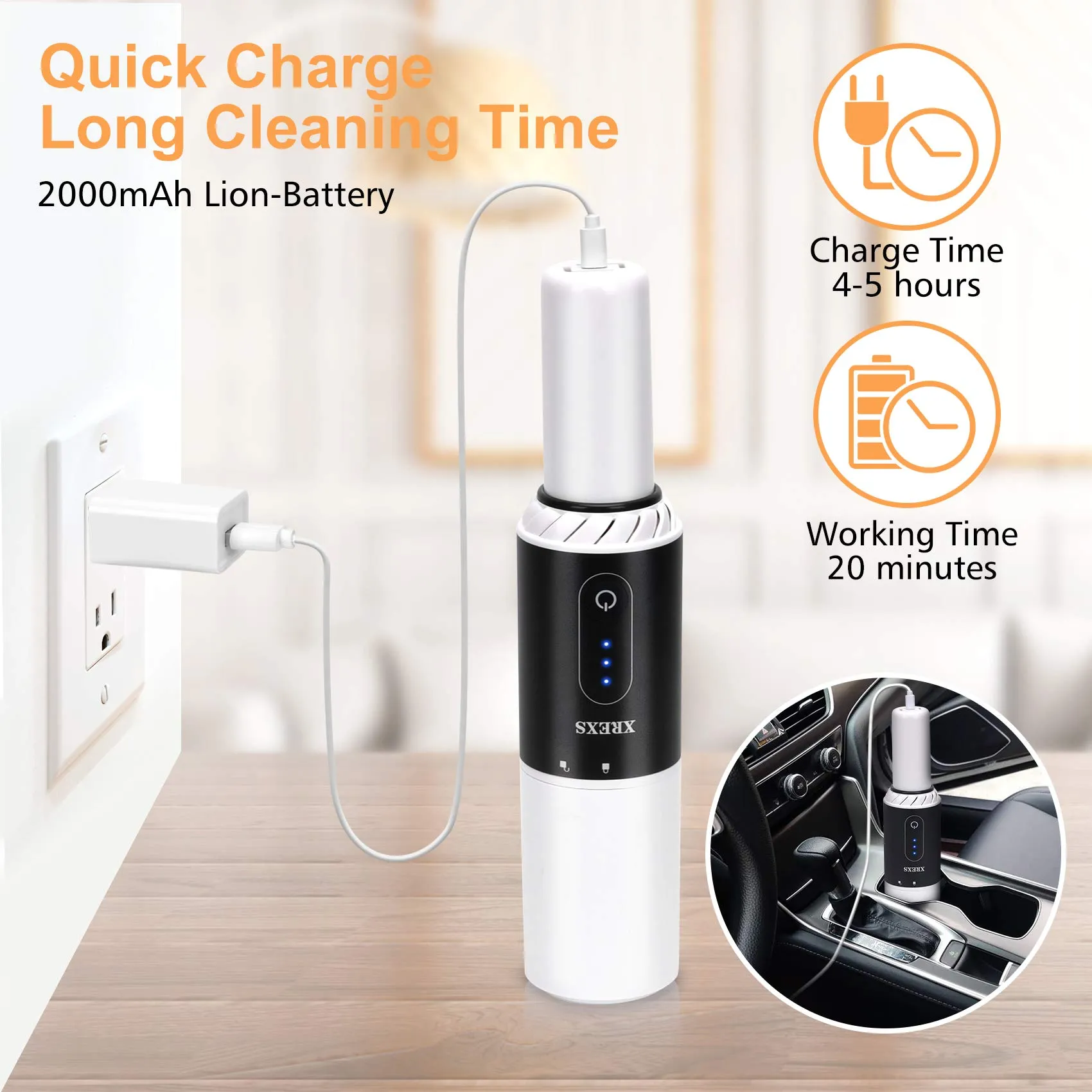 XREXS Cordless Handheld Vacuum Cleaner for Home & Car, 8000Pa Suction, Lightweight, Rechargeable 5 XREXS Cordless Handheld Vacuum Cleaner for Home & Car, 8000Pa Suction, Lightweight, Rechargeable - Image 5